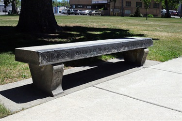 Stone bench in Women's Park.