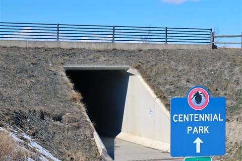 The Centennial Trail tunnel that runs beneath Last Chance Gulch.